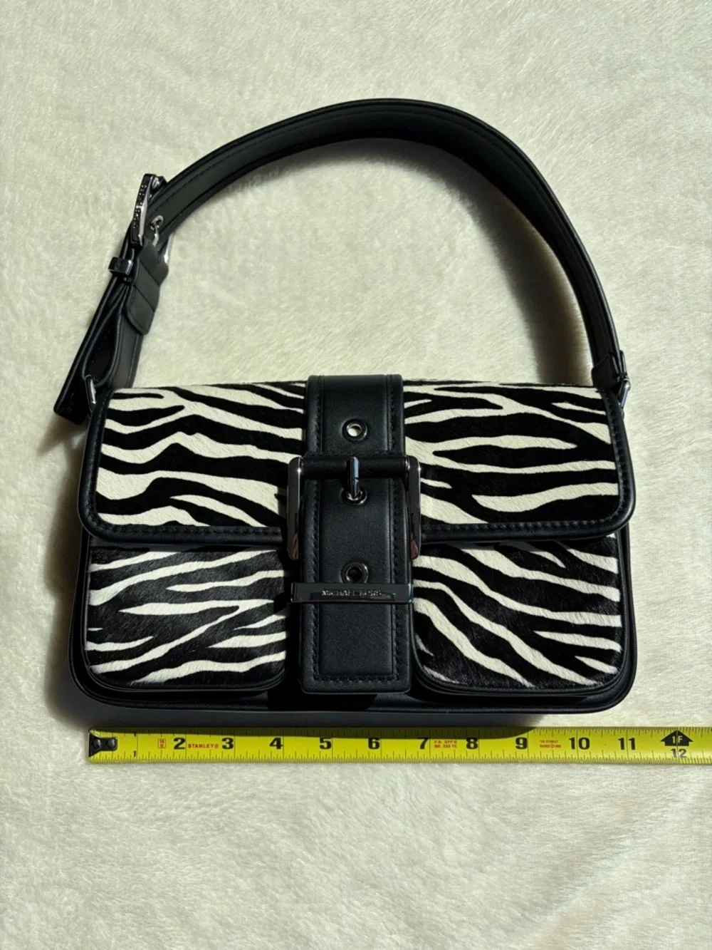 Michael Kors Zebra-Print Black‎ & White Calfskin Shoulder Bag